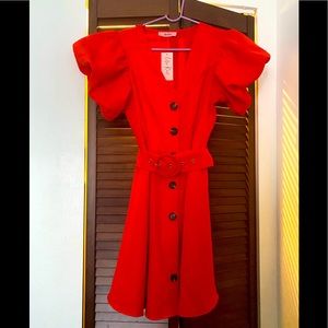 Puff Sleeve Button Up Dress